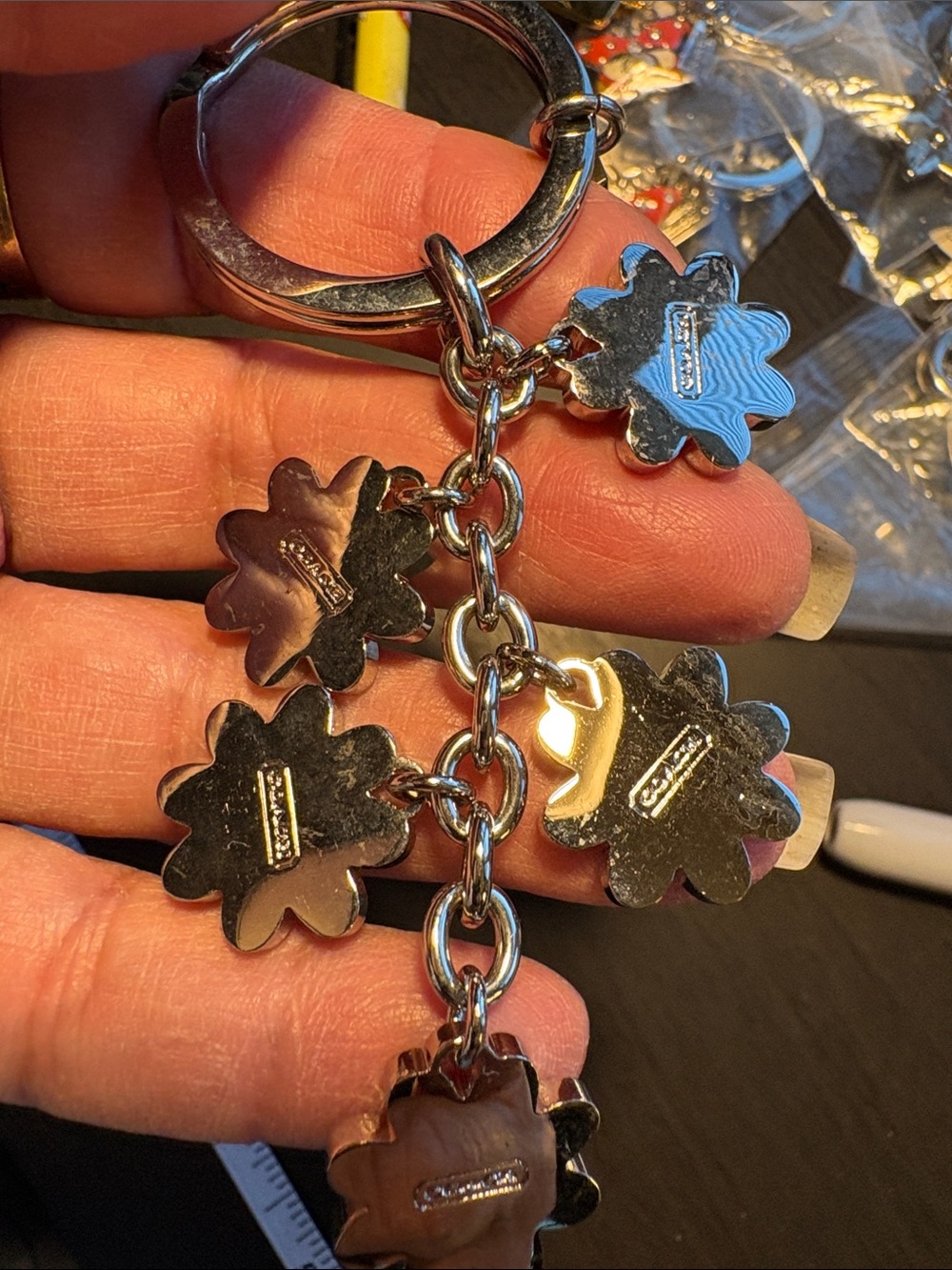 Coach Floral Multi-Color Daisy Keychain Charm - Women's Accessories - Picture 4 of 4